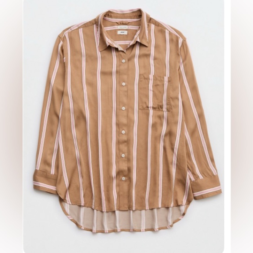 Aerie Satin PJ-To-Party Shirt, Size M